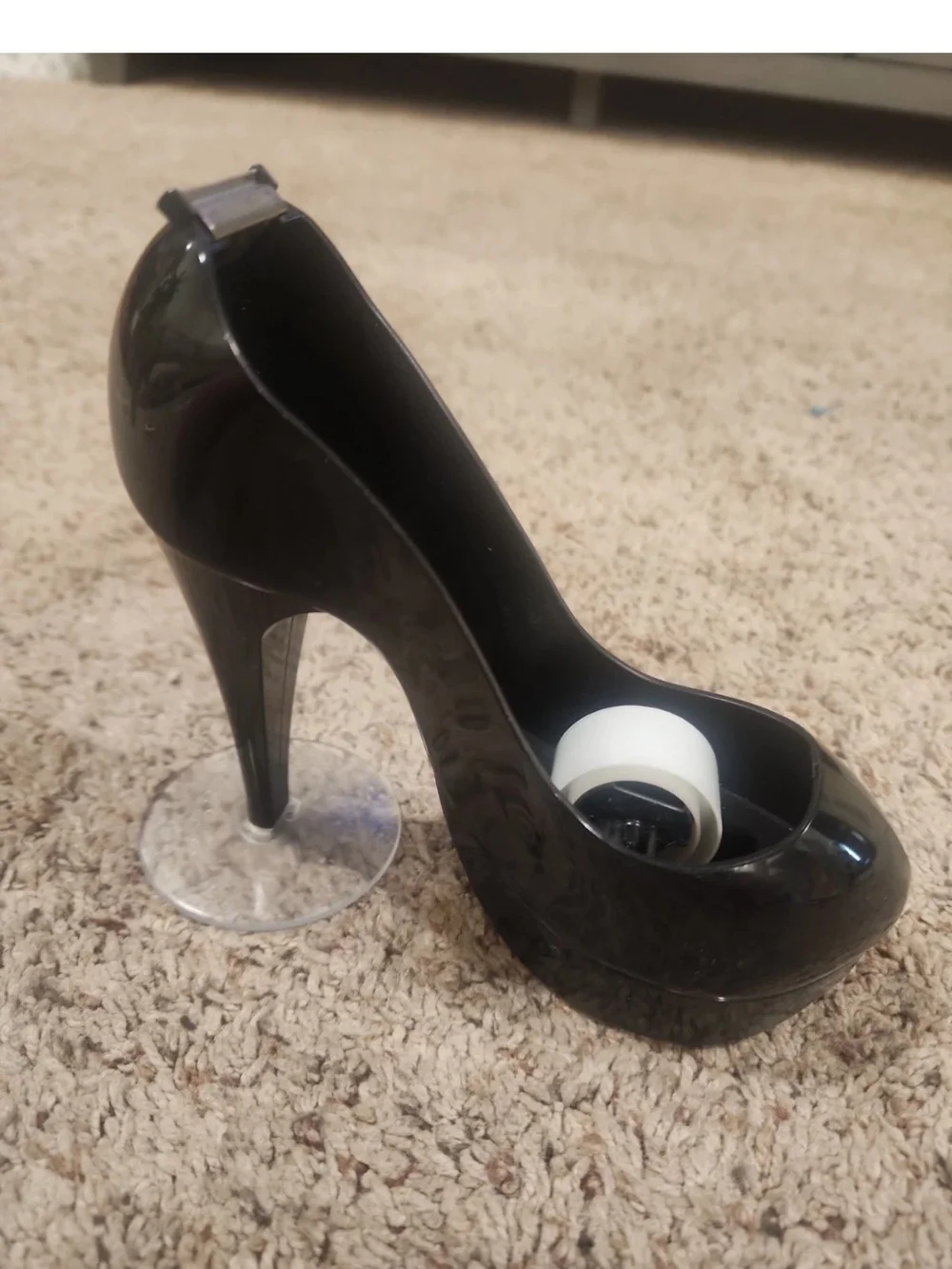 Black High Heel Tape Dispenser - Stylish Desk Accessory